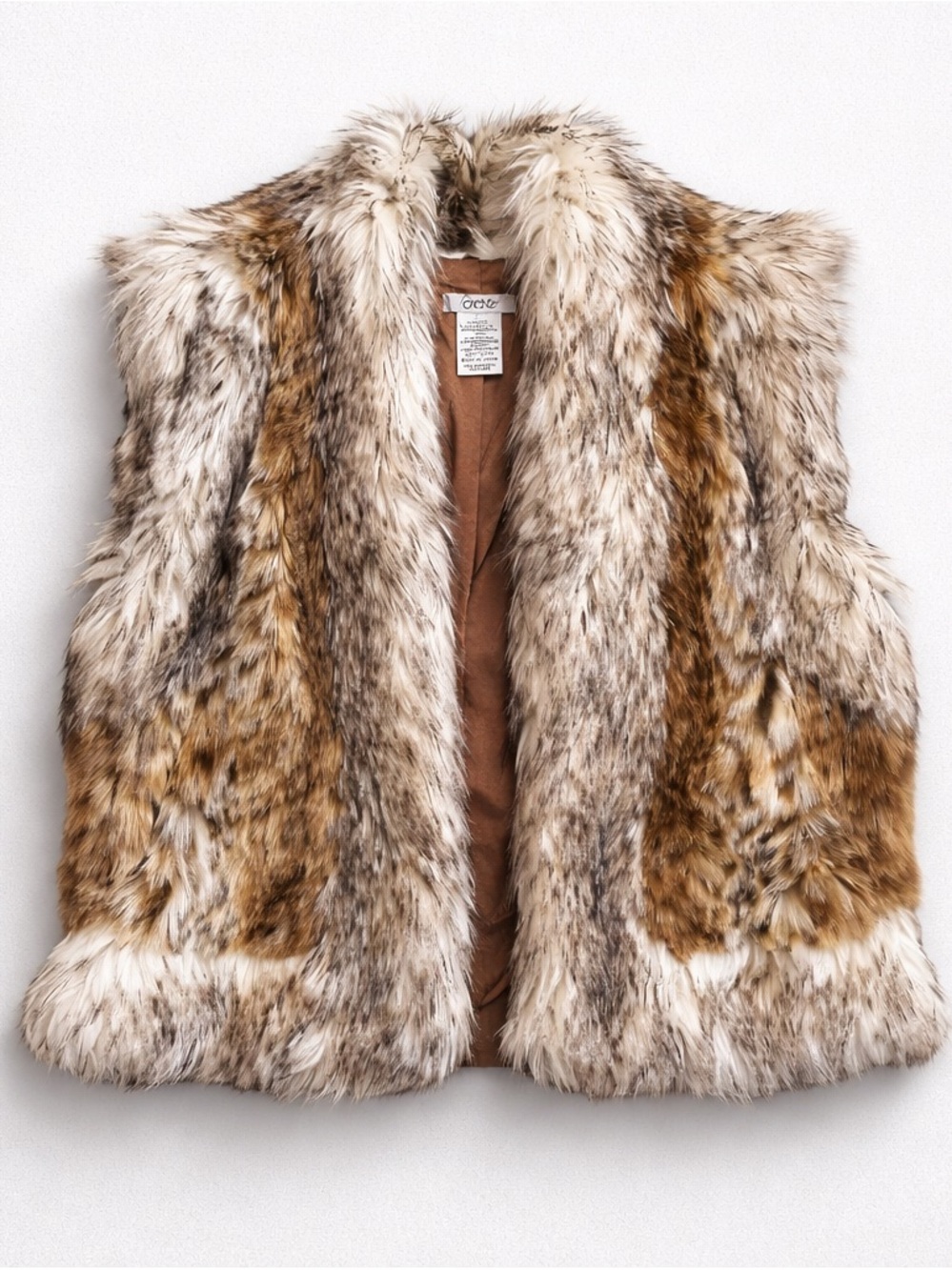 Cache Brown Vest with Cream Faux Fur Trim - Picture 2 of 7